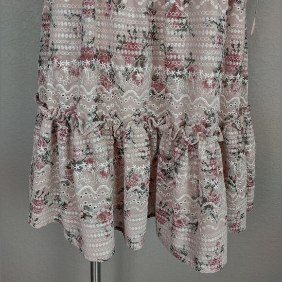 Gianni Bini Ivette Embroider Square Neck Sleeveless A line Floral Dress Size 12 - Picture 11 of 16